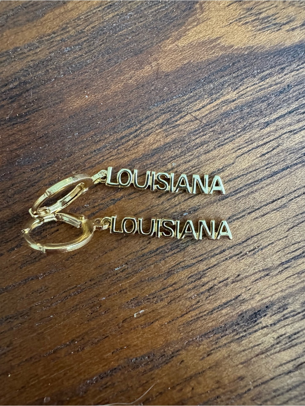 Gold-tone 'LOUISIANA' Dangle Hoop Earrings